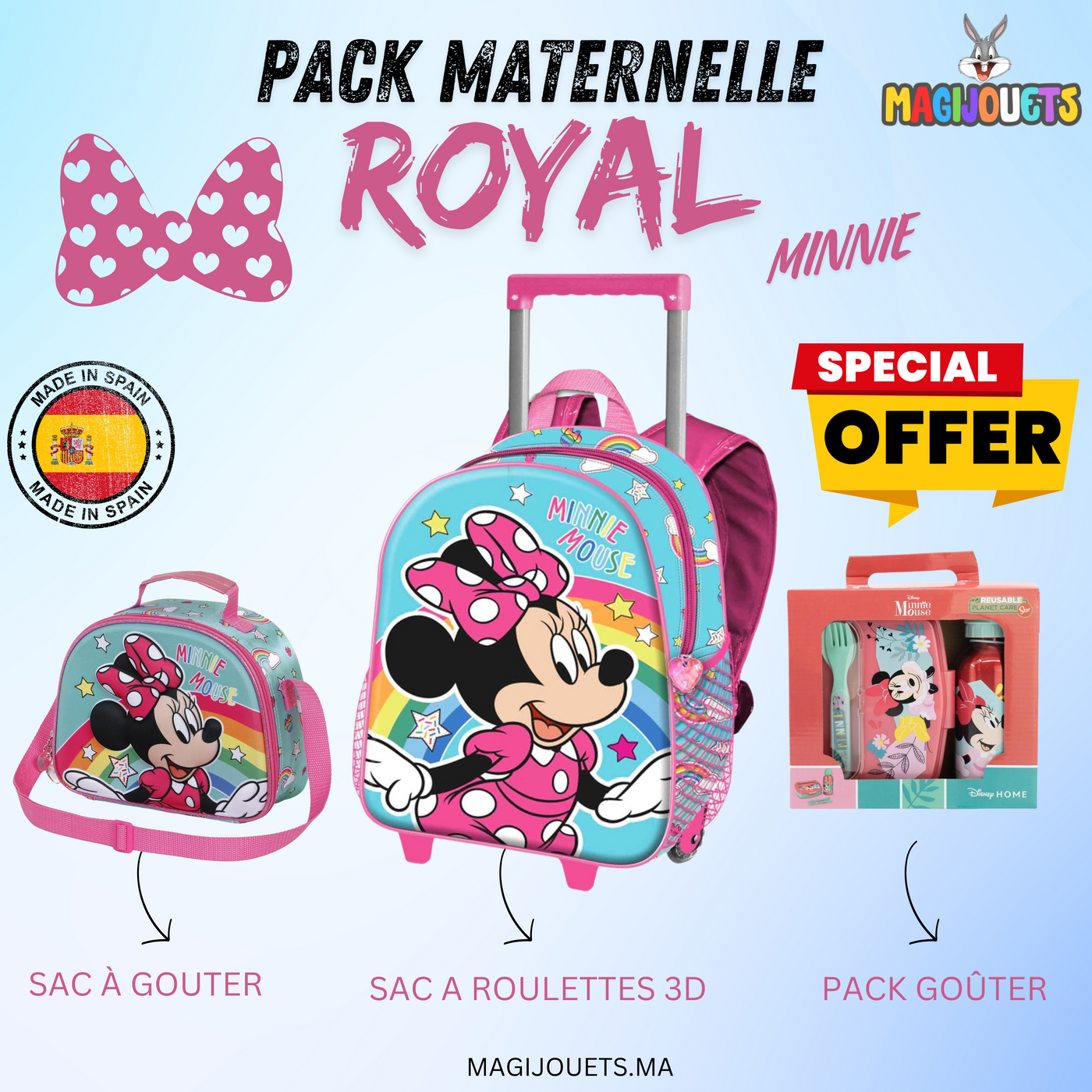 Pack Royal MINNIE MOUSE 2: SAC A ROULETTES 3D