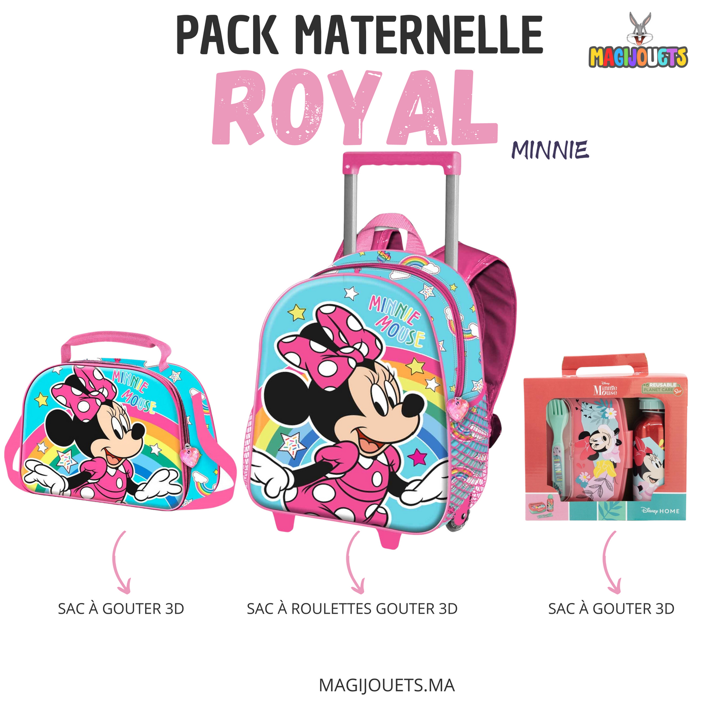 Pack Royal SAC A ROULETTES 3D : Minnie 3