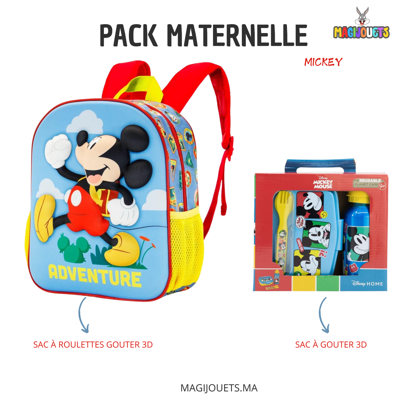 Pack Sac à dos Maternelle 3D Design – Mickey