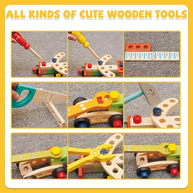 Kit Outils en Bois pour Enfants - Boîte à Outils DIY