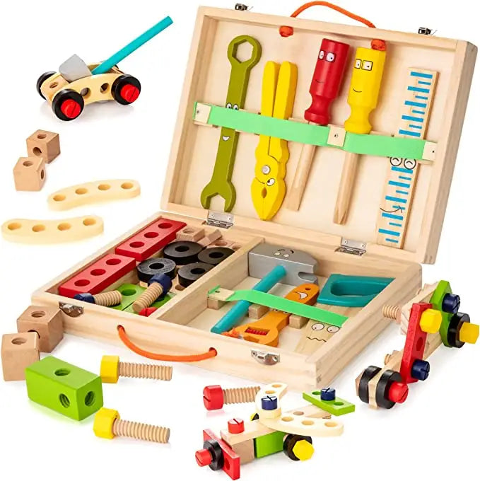 Kit Outils en Bois pour Enfants - Boîte à Outils DIY